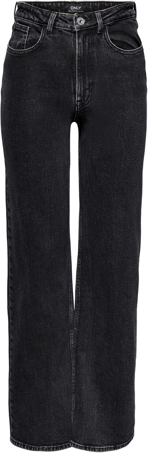 ONLY Female Weit geschnitten ONLJuicy Wide High Waist Jeans 26W / 32L Black Denim, 26W / 32L Black D