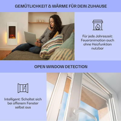 Klarstein Elektrokamin, Elektro Heizungen für Wohnzimmer & Innenräume, Elektrischer Kamin mit LED Fl