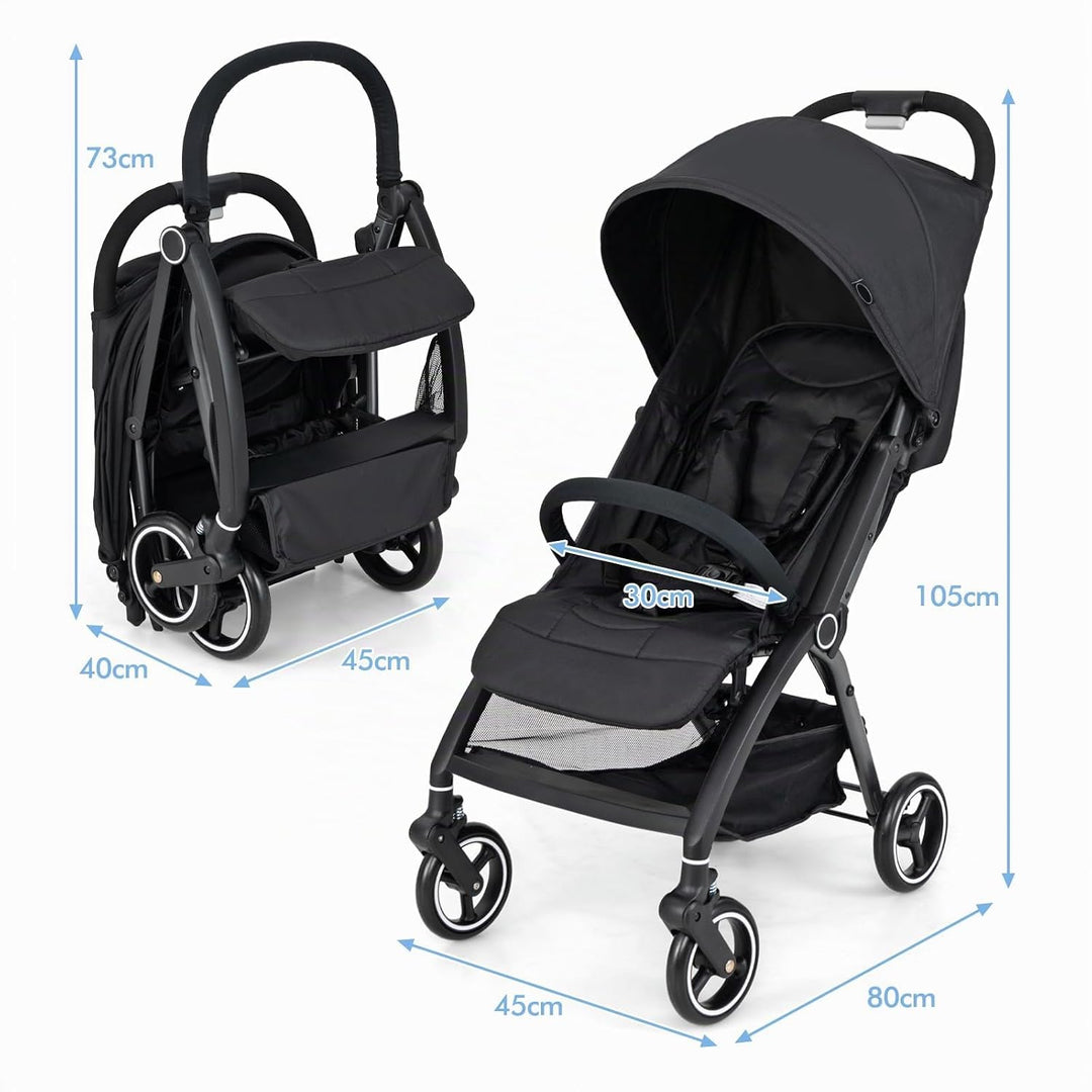 LIFEZEAL Faltbarer Kinderwagen mit neigbarer Rückenlehne, Kinderbuggy mit verstellbarem Sonnendach,