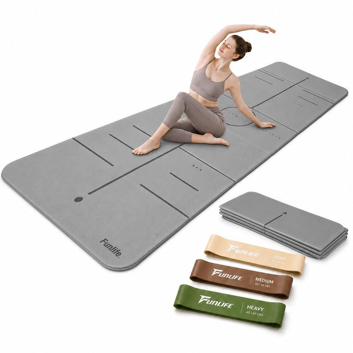 FunLife XXL Yogamatte 190 × 66 cm – 10 mm faltbare Fitnessmatte | Extra dick und rutschfest. Ideal f