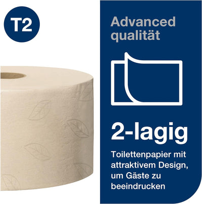 Tork Mini Jumbo Toilettenpapier Natur T2, Advanced-Qualität, 2-lagig, 12 × 170 m, 120377