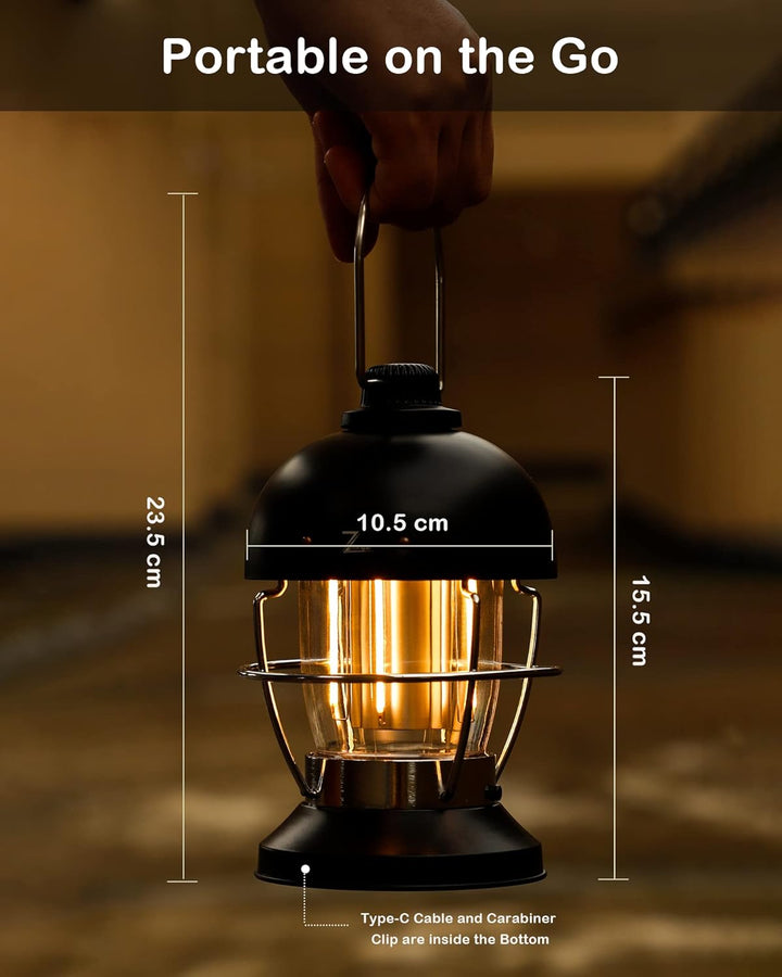 5000mAh Aufladbar LED Campinglampe, Retro Campinglaterne Akku mit 400LM Warmweiss,100 Leuchtdauer,St