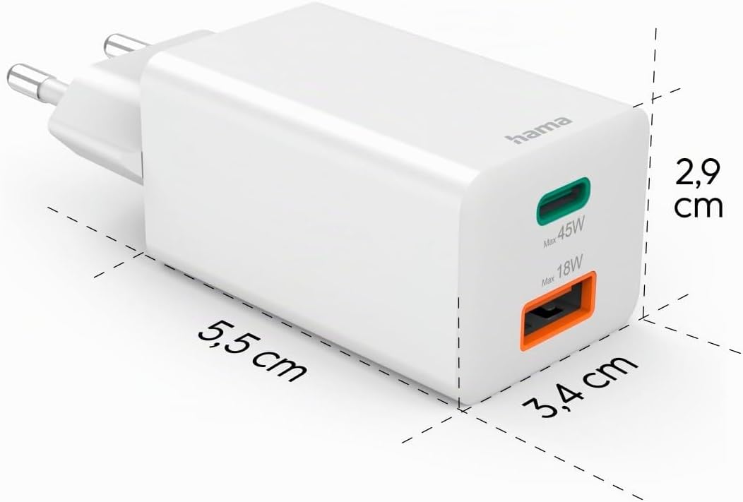 Hama Schnellladegerät USB (Ladegerät mehrfach, USBC, USBA, Handy Tablet Laptop Universal Ladegerät,