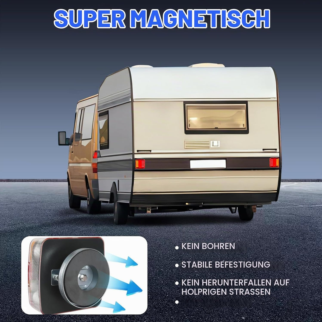 AOHEWEI Magnetische LED Anhänger Rückleuchten Set 12V Verkabelt Bremsleuchte für LKW Anhängerbeleuch