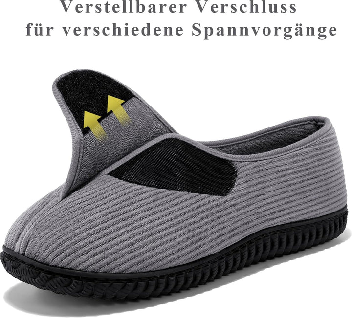 Git-up Herren Diabetiker Hausschuhe Schuhe Arthritis Ödem Verstellbare Verschluss Memory Foam Haussc