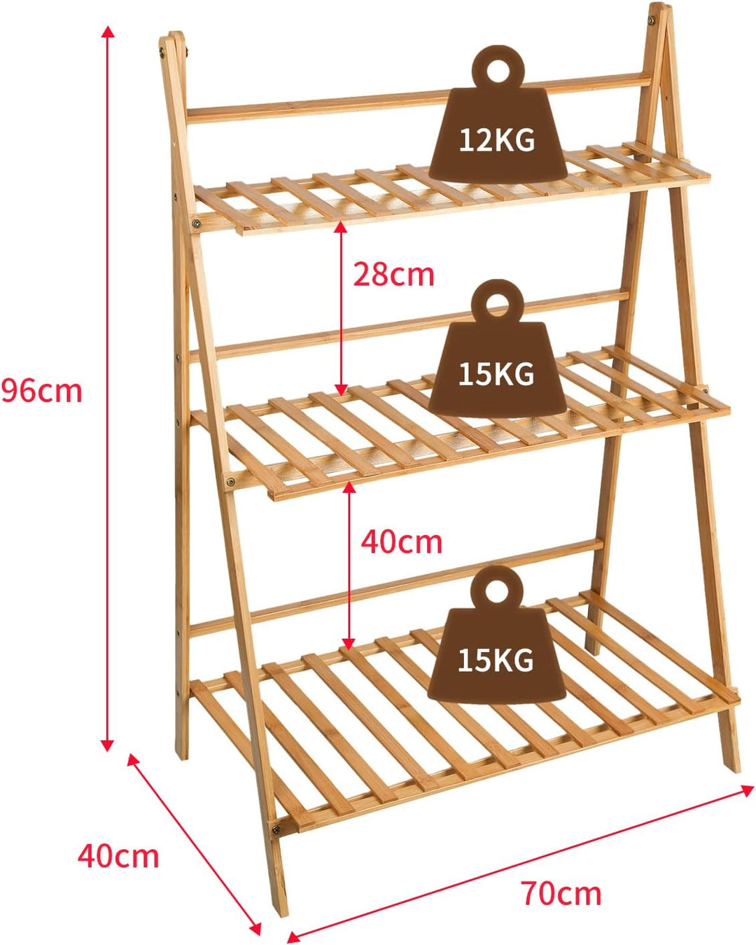 THINFAR Blumentreppe Holz, Blumenständer für innen draussen, 3-stufig, Blumentreppe Klappbar, Blumen