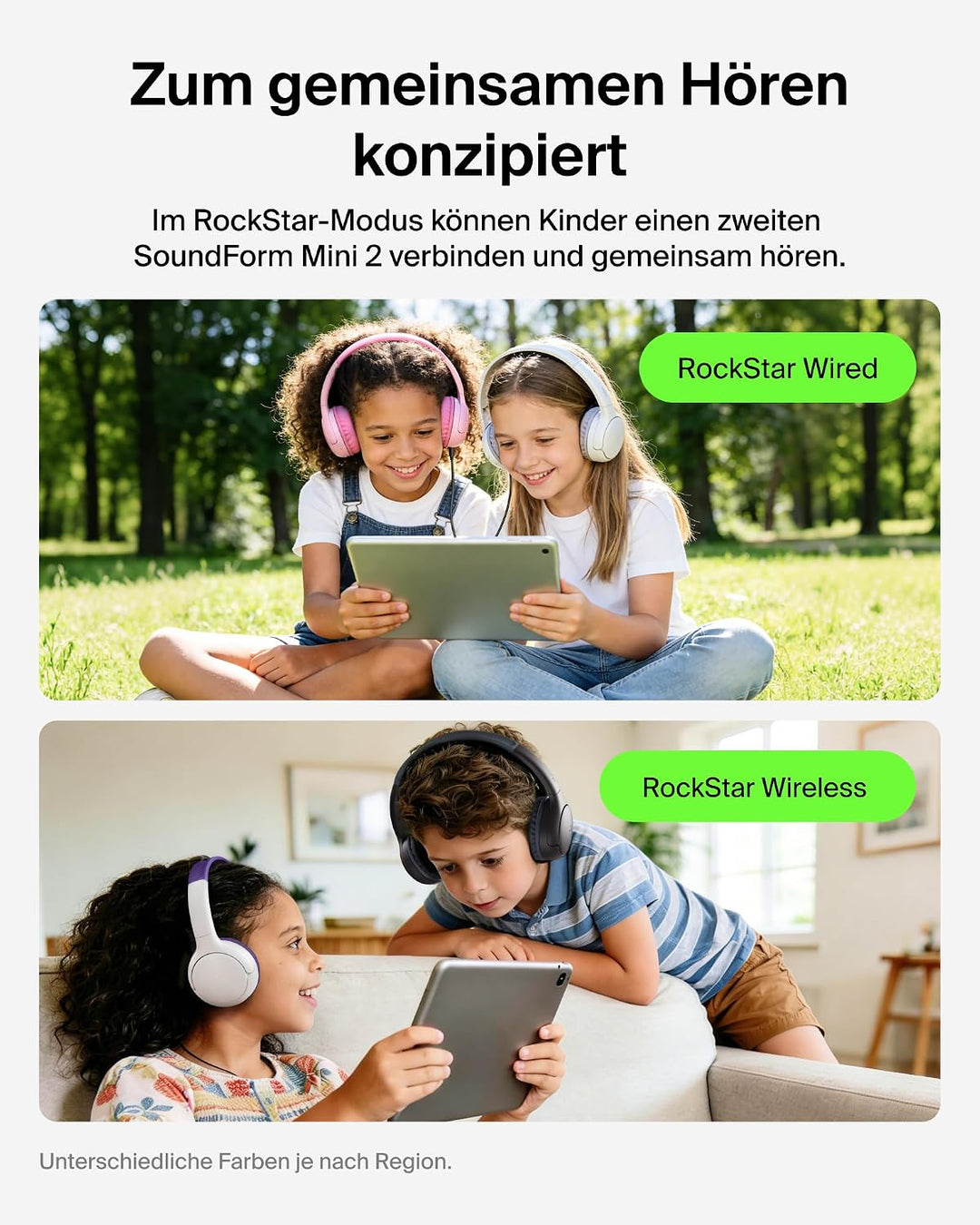 Belkin SoundForm Mini 2 kabelloser On-Ear-Bluetooth-Kopfhörer für Kinder, 55 h Laufzeit, Lautstärkeb