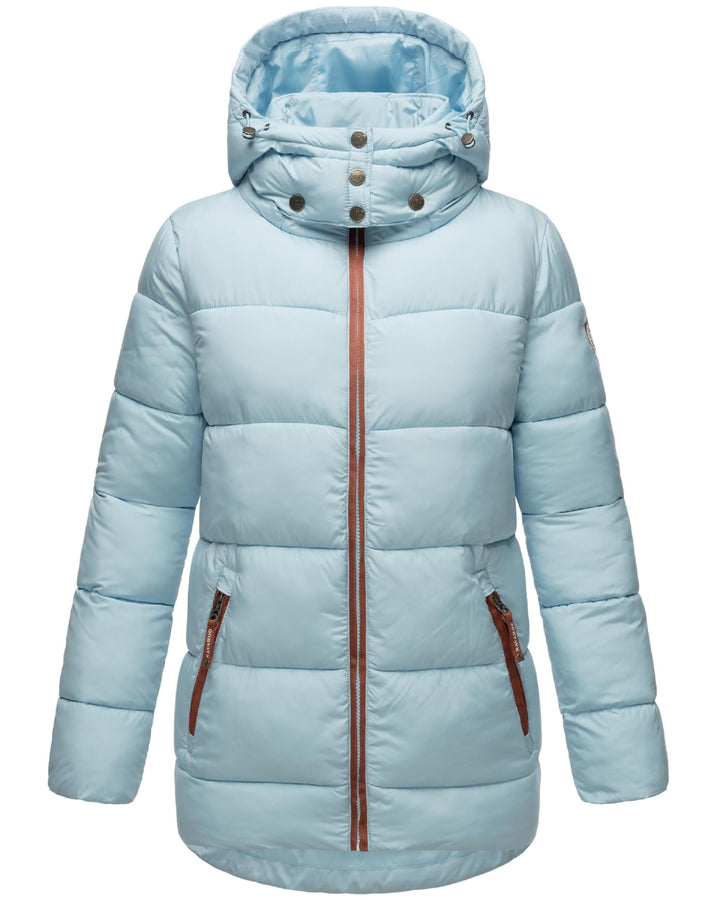 Navahoo Damen kurze Winterjacke Steppjacke warm mit abnehmbarer Kapuze aus recycelten Materialien Wa
