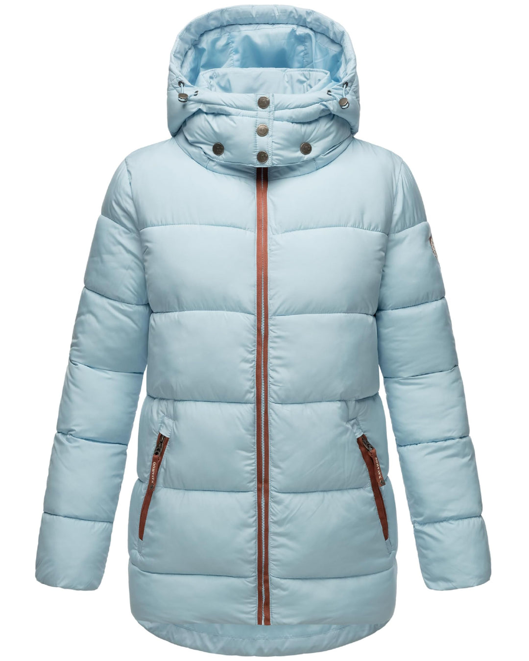 Navahoo Damen kurze Winterjacke Steppjacke warm mit abnehmbarer Kapuze aus recycelten Materialien Wa