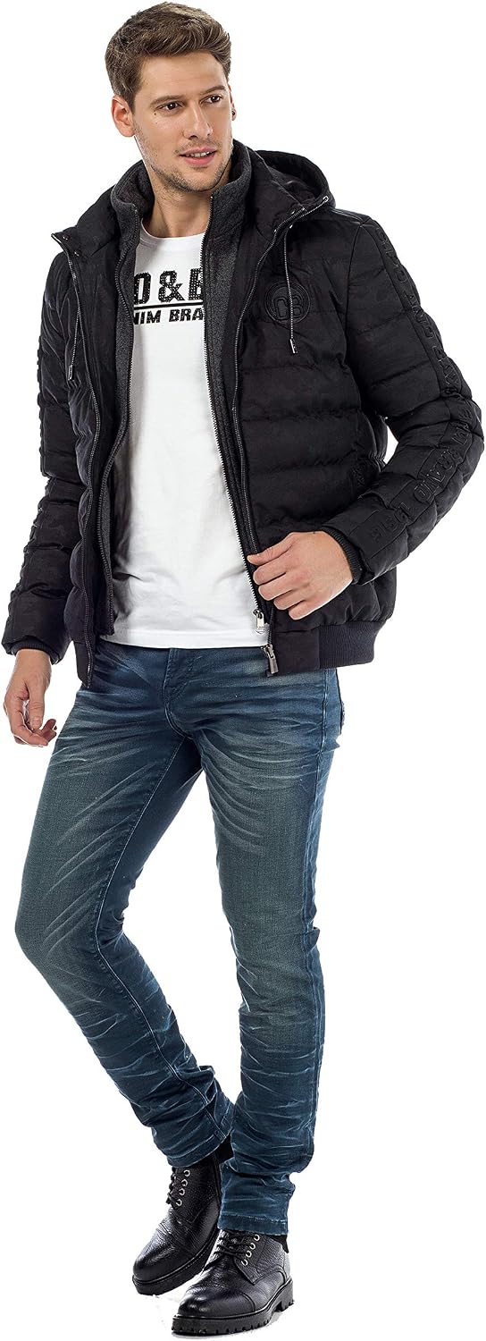 Cipo &amp; Baxx Herren Jeans Hose 5 Pocket Design Straight Vintage Denim Slim Fit Hose, Grün