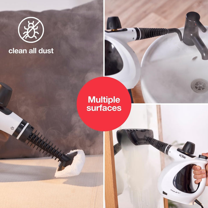 Solac LV1301 Steam Jet 2.0 Tragbarer Dampfreiniger, Weiss, 1050 W
