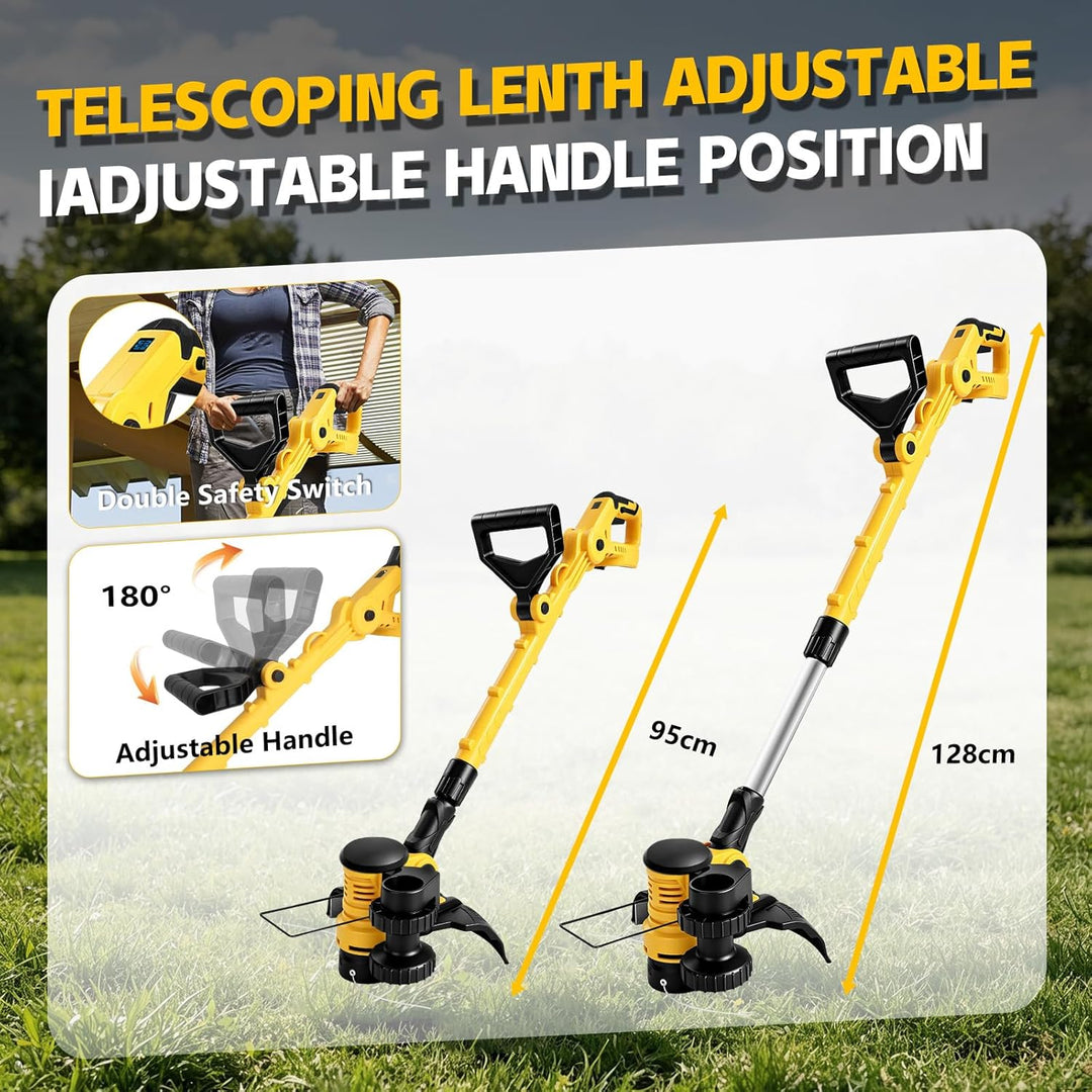 Akku Rasentrimmer Rasenkantenschneider Freischneider für Dewalt 20V 18V (ohne Akkus), mit 6 Ersatzsp
