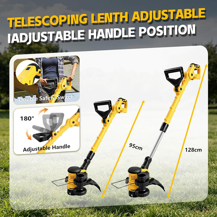 Akku Rasentrimmer Rasenkantenschneider Freischneider für Dewalt 20V 18V (ohne Akkus), mit 6 Ersatzsp
