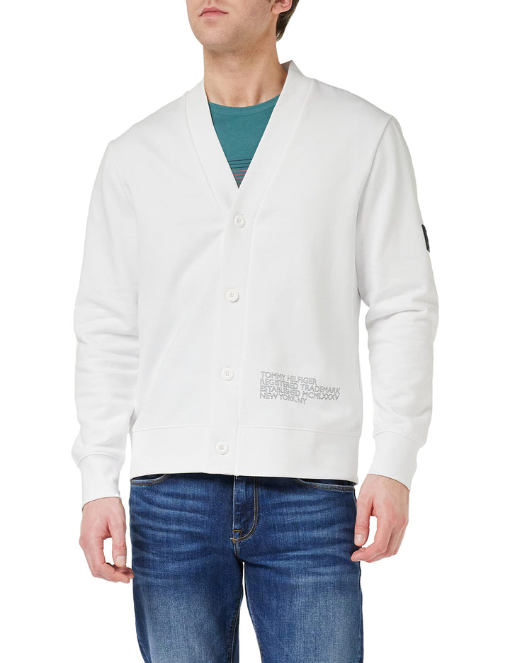 Tommy Hilfiger Herren Badged Graphic Cardigan Strickjacken M Weiss (White), M Weiß (White)