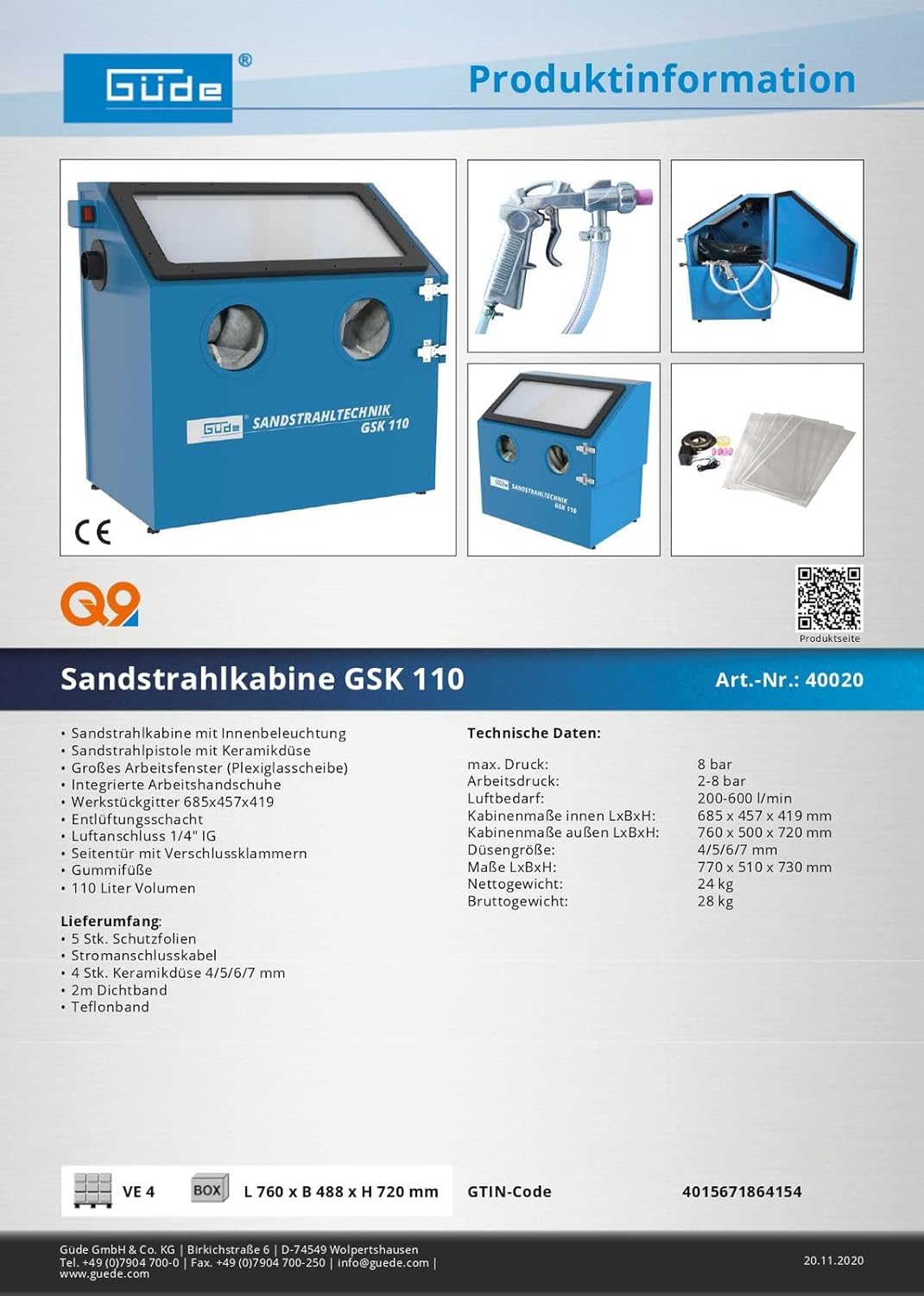 SANDSTRAHLKABINE GSK 110 LTR.