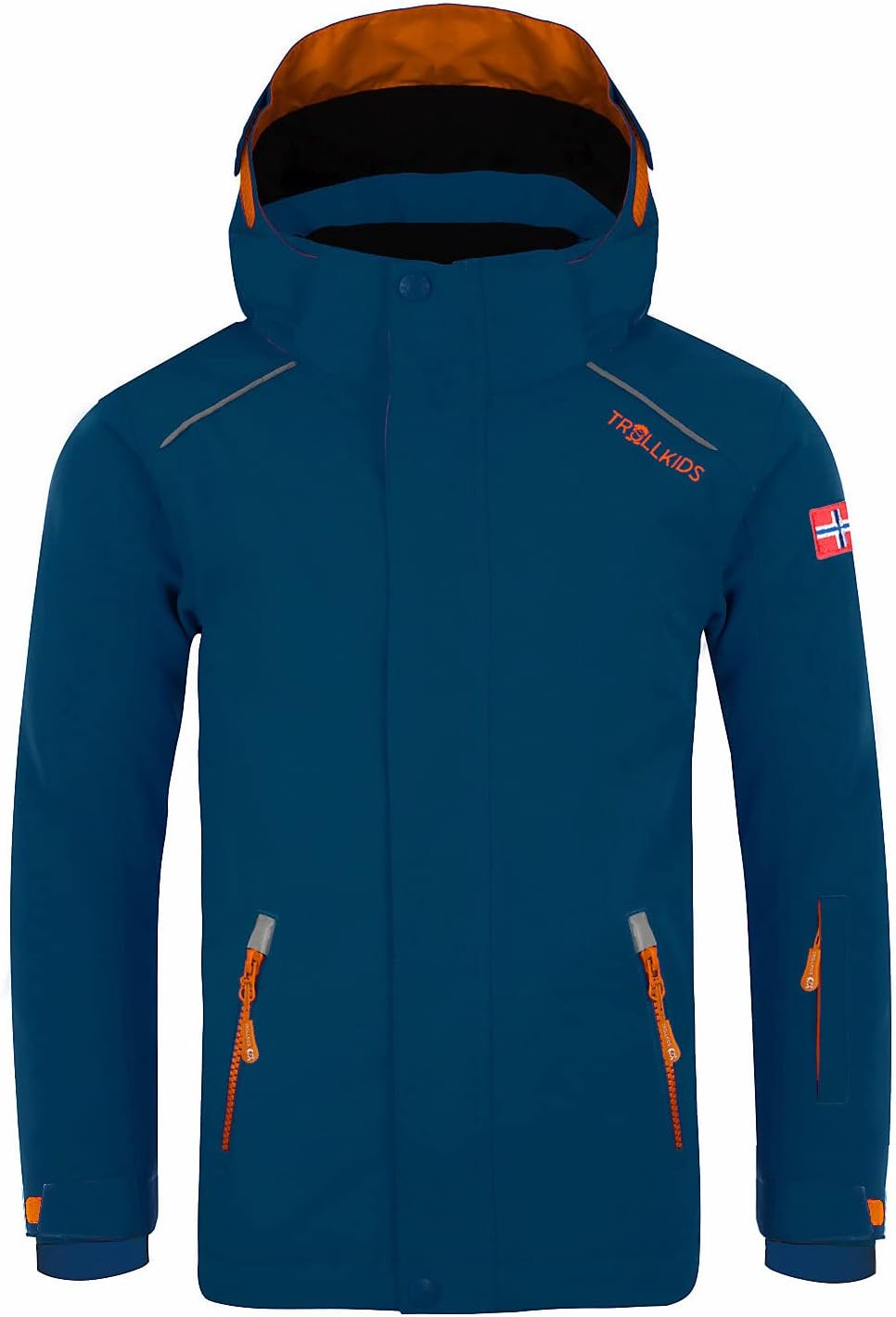 Trollkids Kinder Holmenkollen PRO wasserdichte Winterjacke Skijacke 104 Mystik Blau / Orange, 104 My