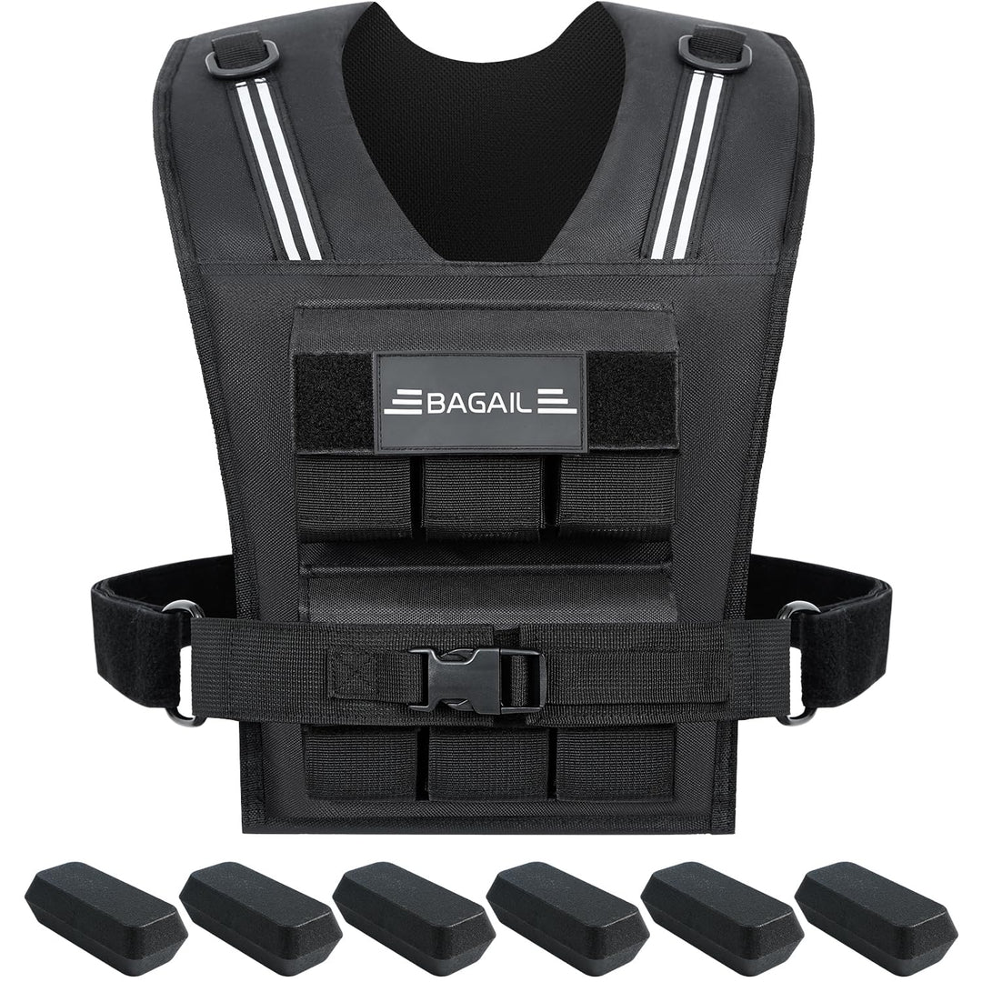 BAGAIL Gewichtsweste für Krafttraining, abnehmbare Eisenplatten, verstellbare Brustgrösse, Hochleist