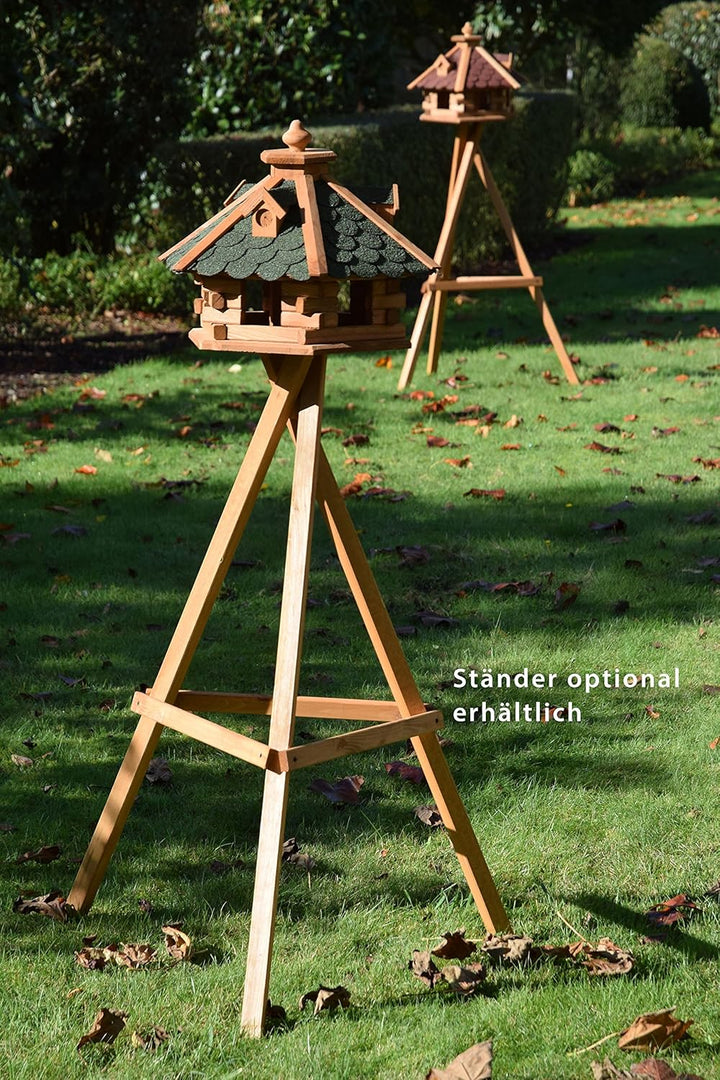 dobar® 98720e Vogelfutterhaus Bitumenschindeldach 6-eckig - Vogelhaus aus Massivholz - Vogelfutterst