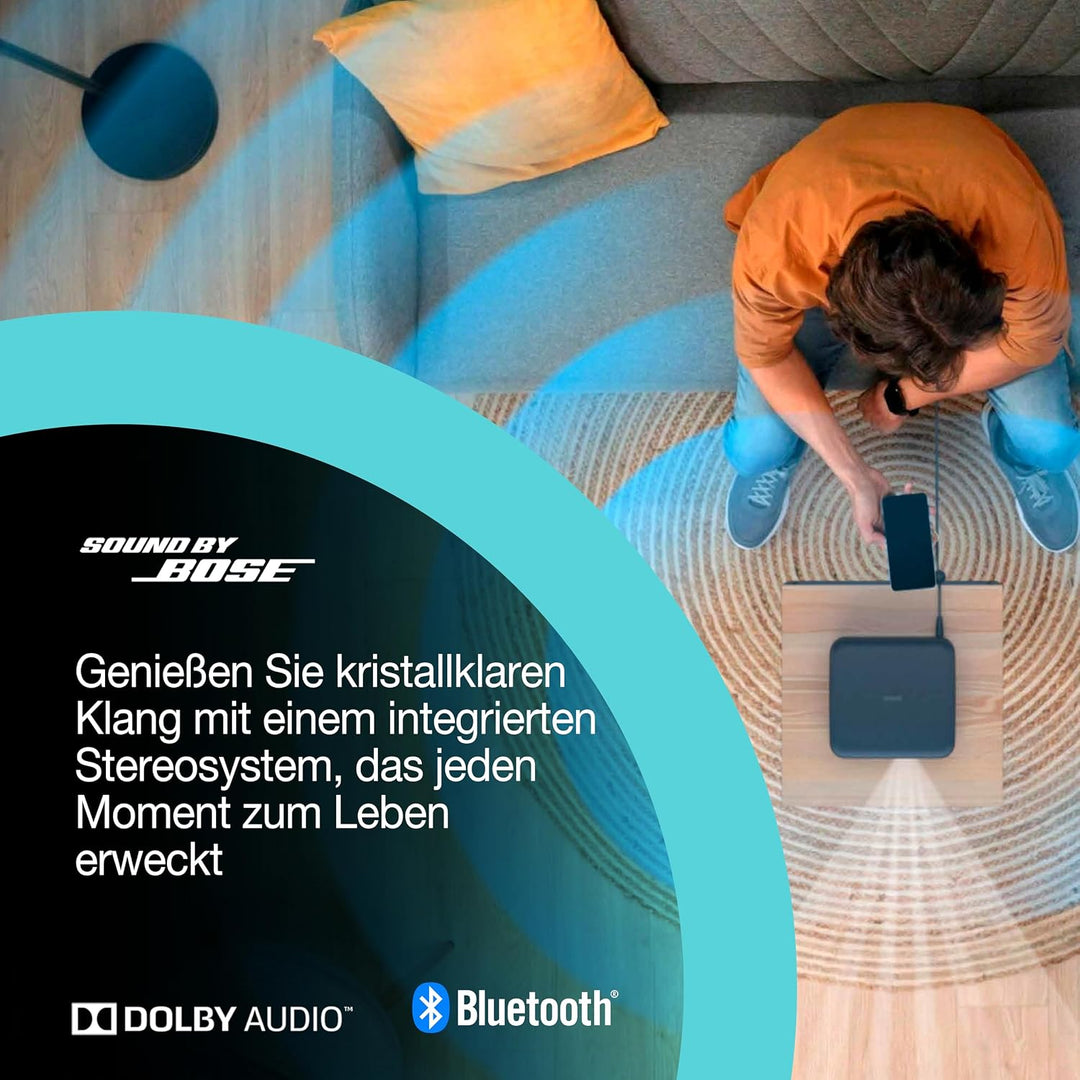 Epson Lifestudio Pop EF-62B Metallic-Schwarz, tragbarer Smart-Projektor, Sound by Bose, Google TV, 4