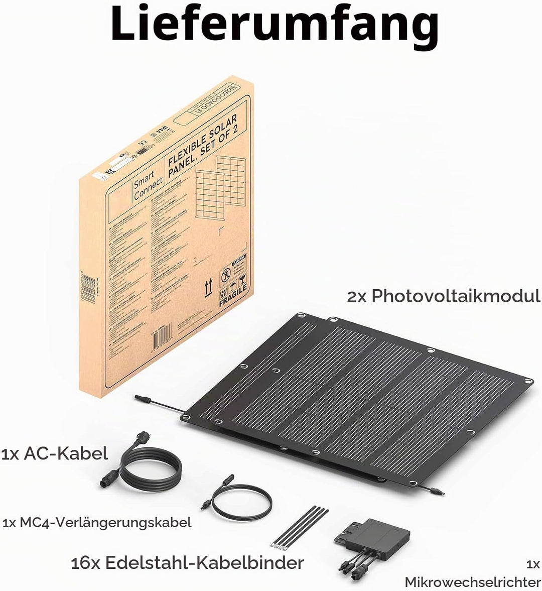 Solarpanel Set 110W, Semi-Flexibel &amp; Leicht Balkonkraftwerk, Smart Monitoring per App, für Balkon &amp;