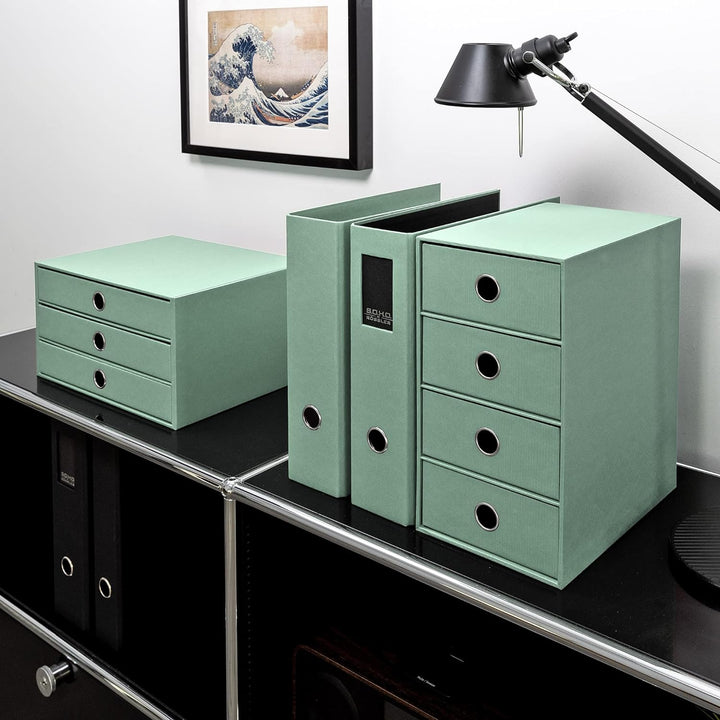 Rössler 1524452653 - S.O.H.O. 3er Schubladenbox für DIN A4, mit Griffloch, Mint, 343 x 250 x 185 mm,