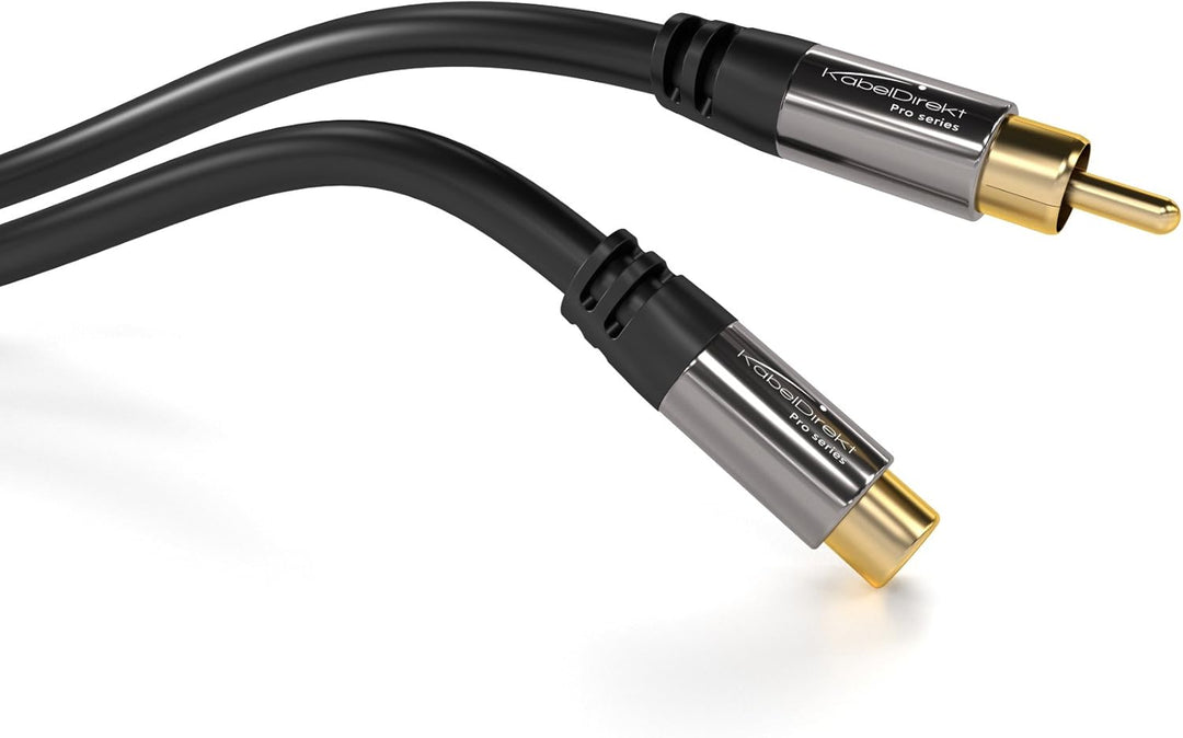 KabelDirekt – Cinch-Verlängerungskabel – 10m – Hybrid-Kabel für brillante Tonqualität – in Deutschla