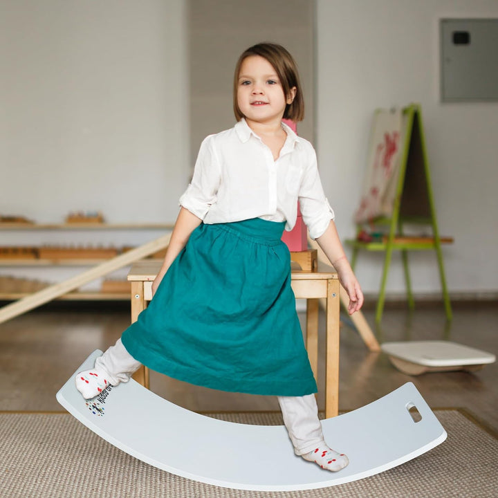 CCLIFE Balance Board Kinder Holz, Kleinkind Wackelbrett mit EVA matte, Montessori Spielzeug Balanceb