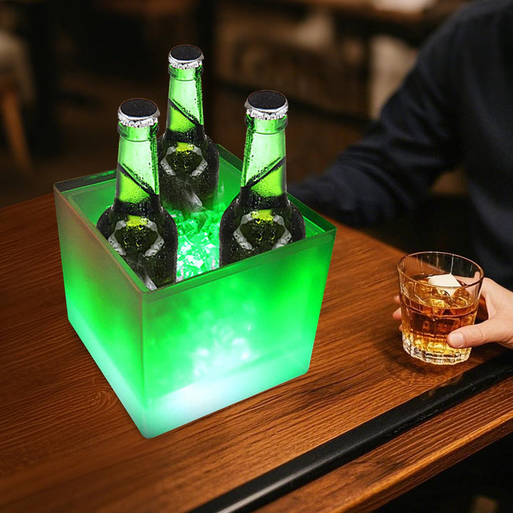 LED Eiskübel 3,5L Ice Bucket mit Farbwechsel - Wein & Sektkühler, Eiswürfeleimer, Getränkebehälter,