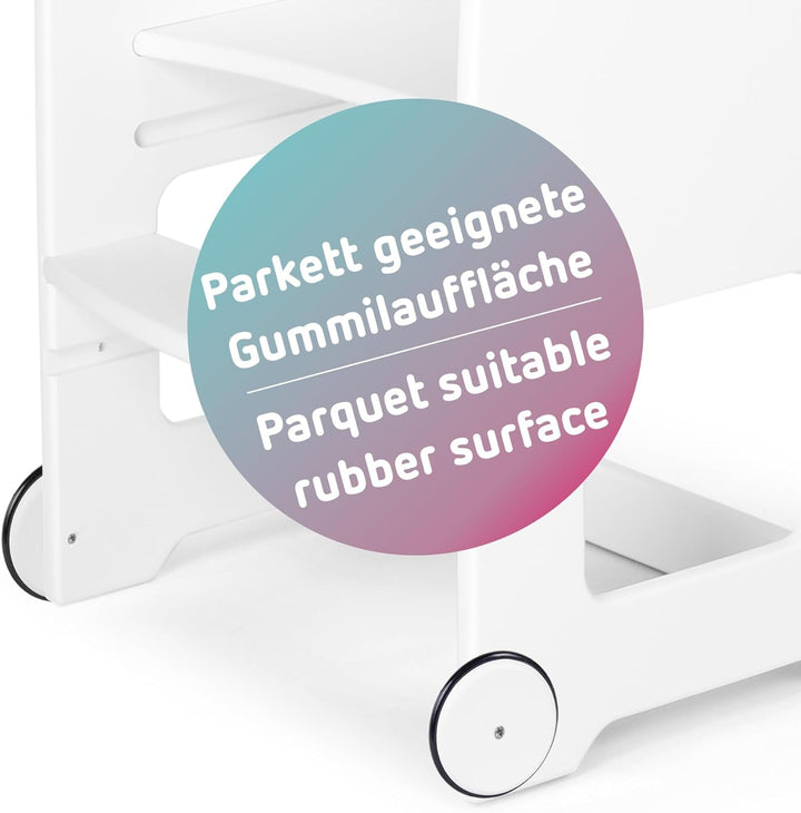 babybay Rollensatz mit Gummierung für Lernturm Littlefoot, weiss lackiert 9,2 x 9,2 x 1,8 cm Weiss L