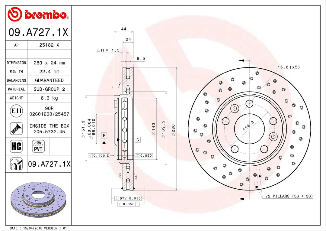 BREMBO 09.A727.1X Bremsscheiben-Rotoren