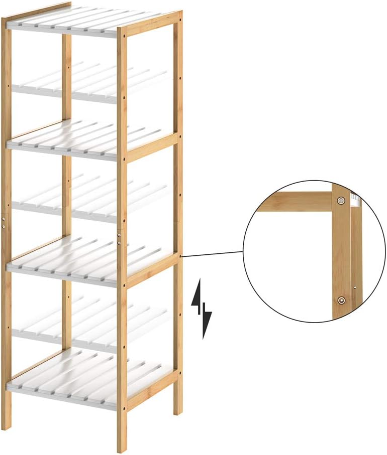 Casaria® Badezimmer Regal Bambus Holz 4 Ablagen Belastbarkeit 40kg Küche Wohnzimmer Bad Diele Standr