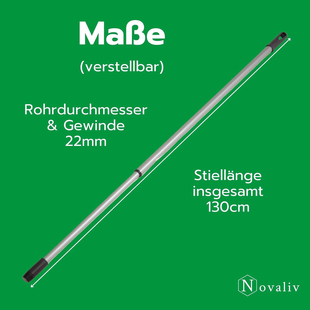 Novaliv 4 Stück Teleskop Besenstiel mit Gewinde 79-130 cm Silber Metallstiel für Besen deutsches Gew