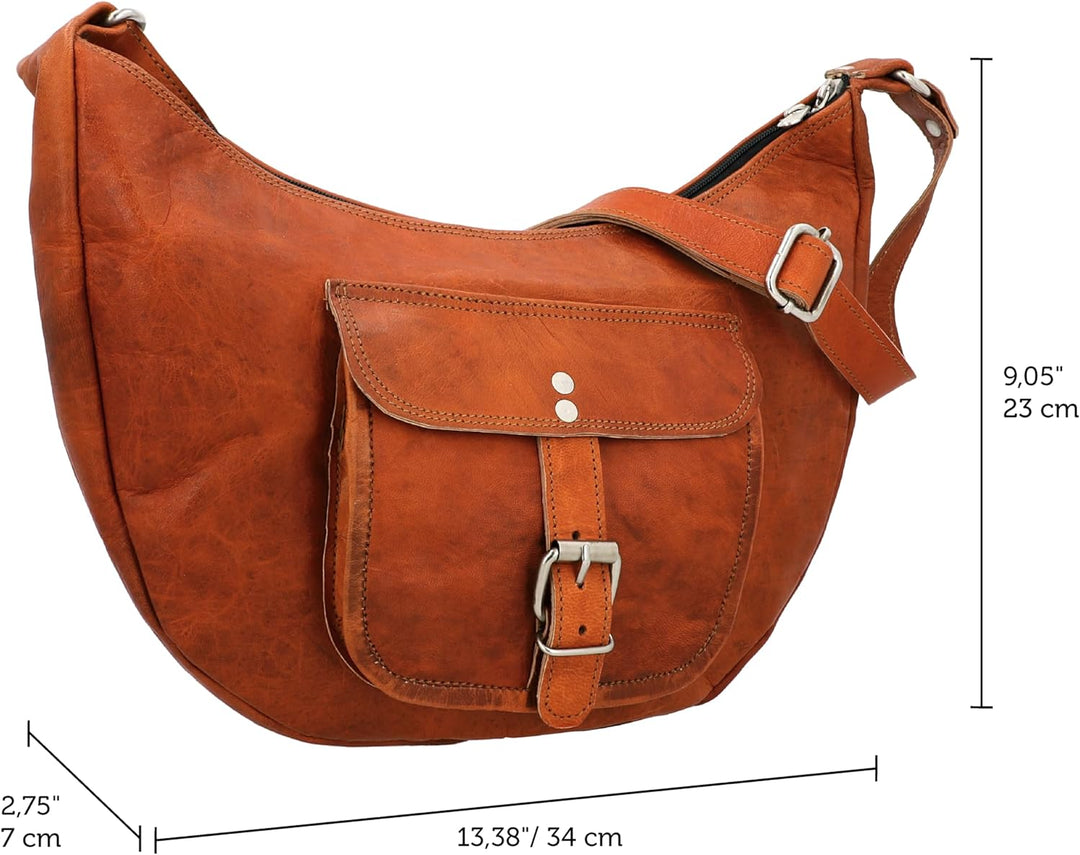 Gusti Umhängetasche Leder - Mira Damen Handtasche Ledertasche Vintage Braun Leder