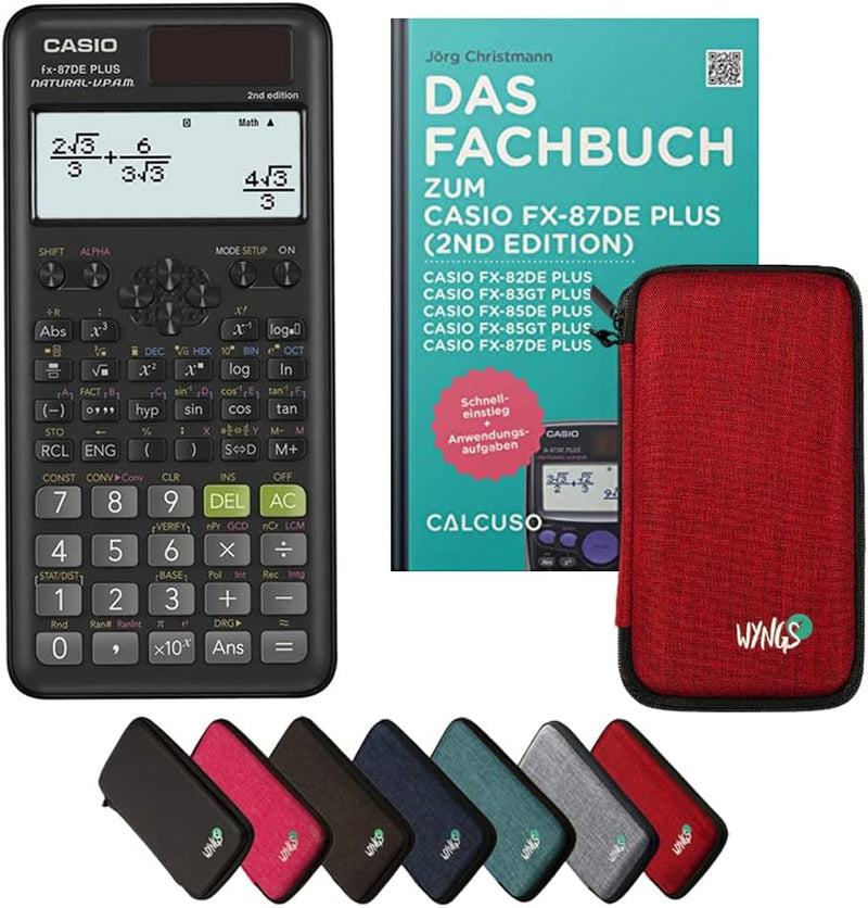 CALCUSO Standardpaket: Casio FX-87DE Plus 2 technisch-wissenschaftlicher Taschenrechner + WYNGS Schu