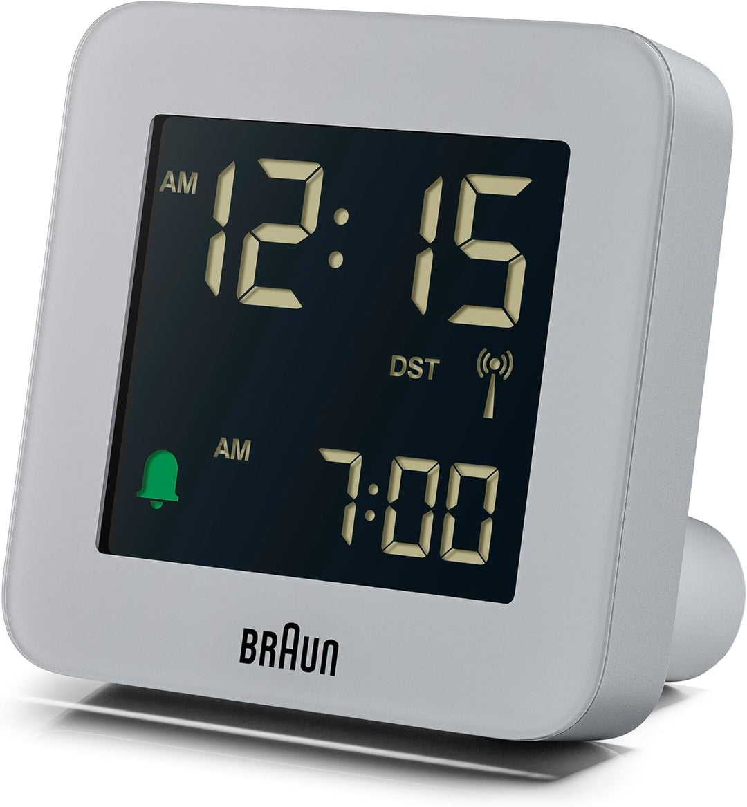 Braun Digitaler Funkwecker für die mitteleuropäische Zeitzone (DCF) mit Schlummerfunktion, LCD-Displ