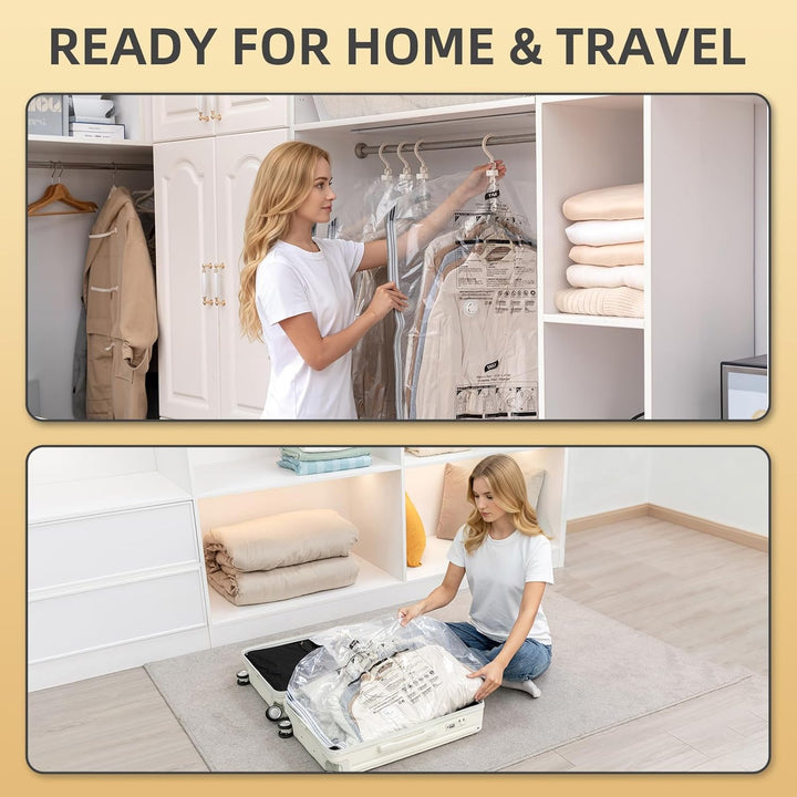 TAILI Hängende Vakuumbeutel für Kleidung, 4 Packungen (135x70cm), Vakuumierbeutel Kleidung für Anzüg