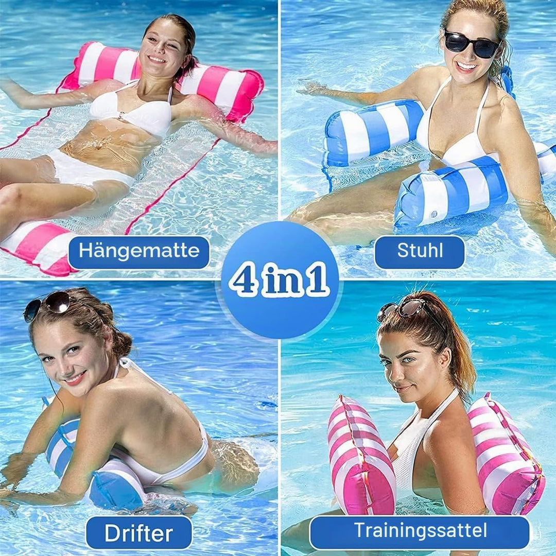 Wasserhängematte,Zusammenklappbar Aufblasbares Schwimmbett, 4 In 1 Aufblasbare Wasserspielzeug,Pool