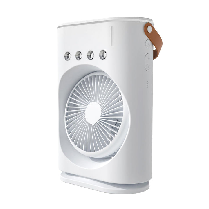 Tragbarer Sprühnebel Tischventilator 350ml Tank,4 Sprühdüsen,3 Windstufen,90° Doppel-Schwenk,3 Taste