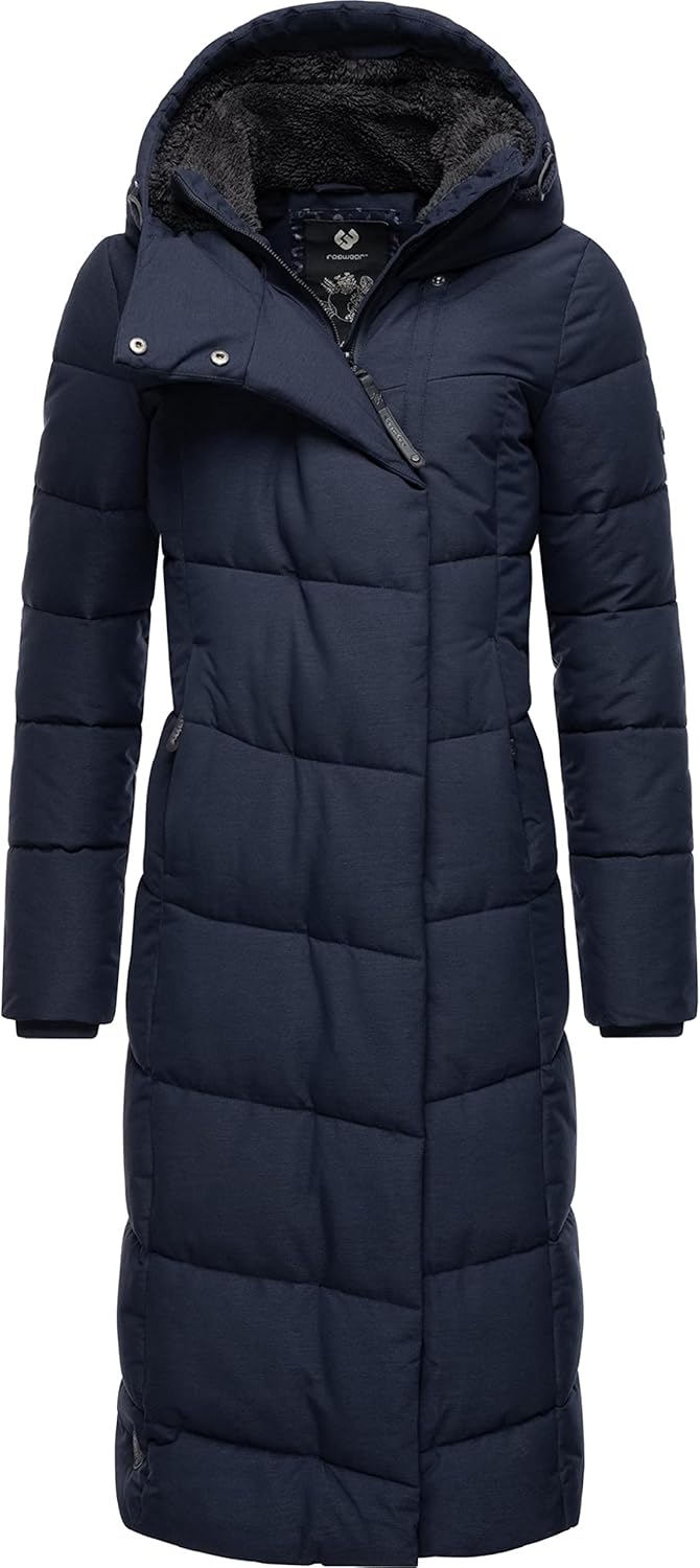 Ragwear Damen atmungsaktiver Wintermantel Warmer wasserdichter Steppmantel lang mit Kapuze Pavla Lon