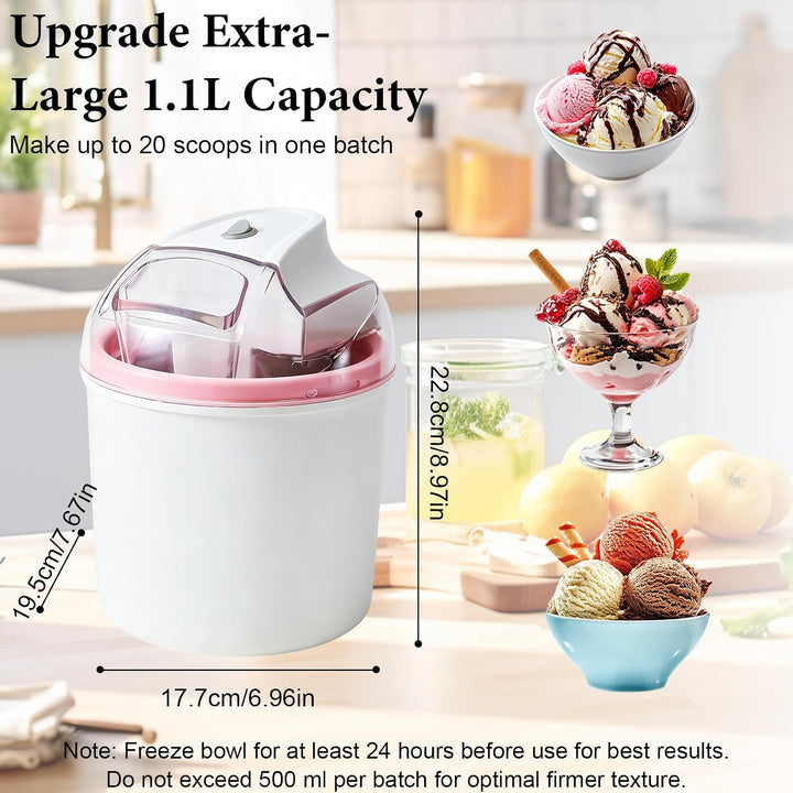 Eismaschine 1,6 L, für Eiscreme, Sorbet & Frozen Joghurt, Softeismaschine mit One-Touch-Bedienung, 2
