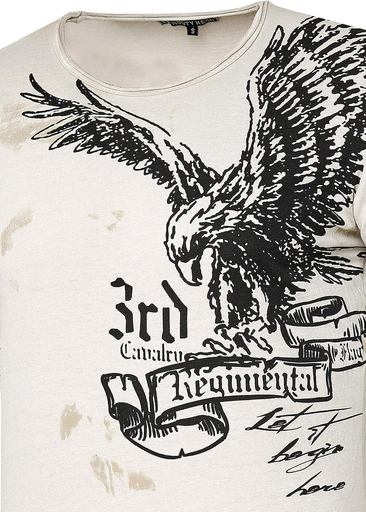 Rusty Neal Herren T-Shirt Rundhals USA Adler Tee Shirt Kurzarm Regular Fit Stretch 100% Baumwolle S
