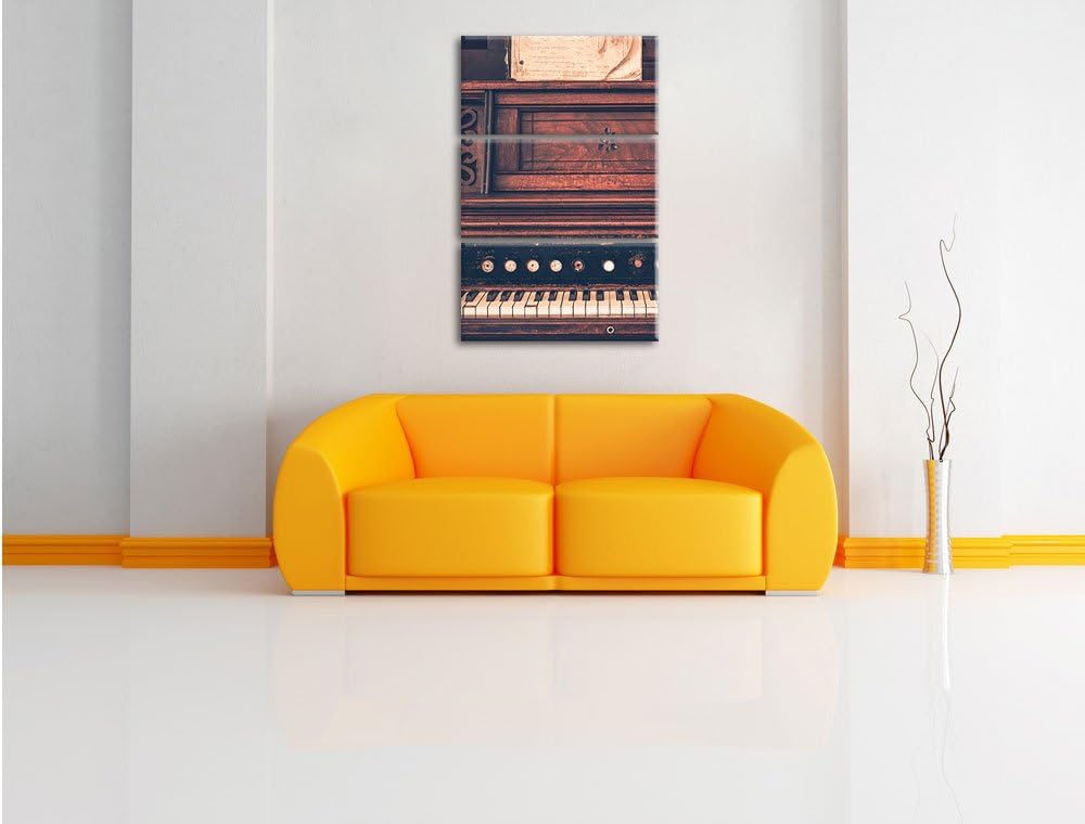 Pixxprint altes Klavier Schwarz/Weiss 3-Teiler Leinwandbild 120x80 Bild auf Leinwand