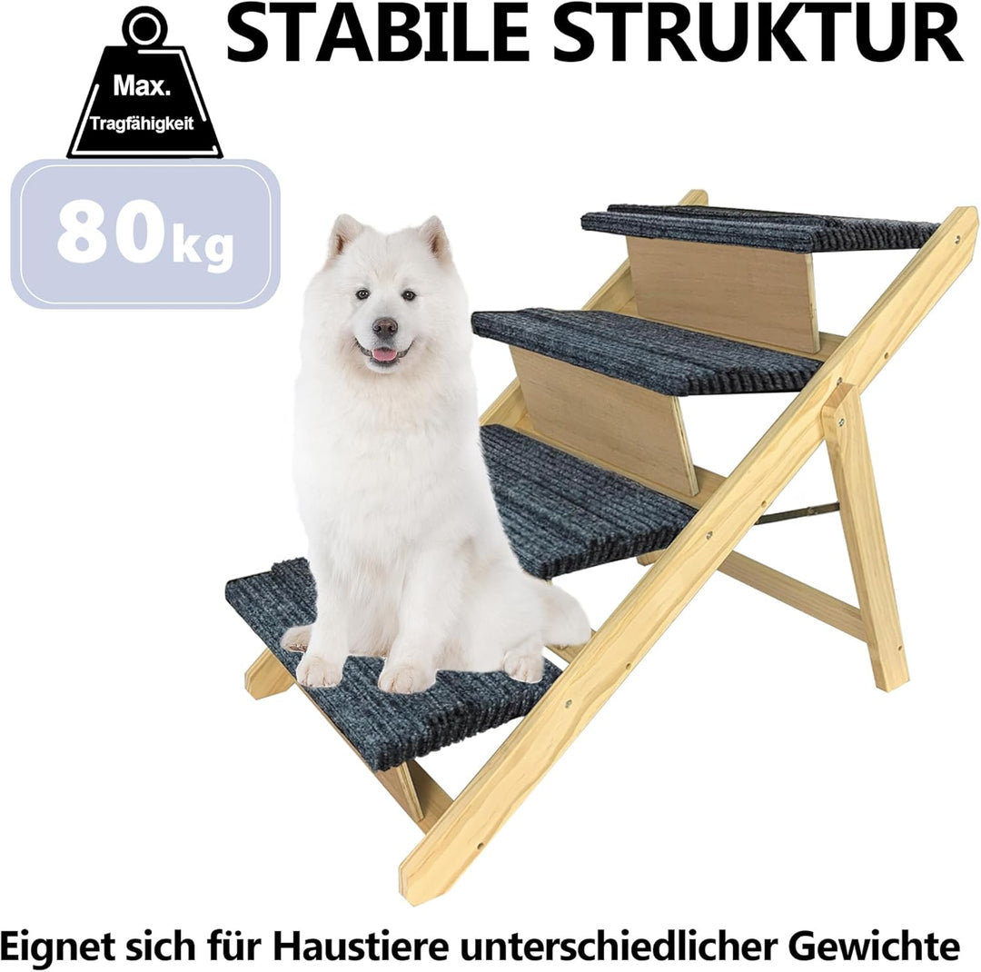 YRHome 2-in1 Klappbar Hunderampe Auto aus Holz Hundetreppe für grosse Katzen und Hunde Haustiertrepp