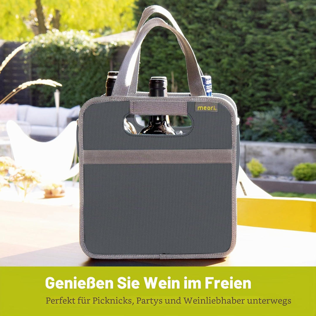 meori Grau faltbarer 6 Flaschen-Granit Flascheneinsatz herausnehmbar-Weinträger Einkaufskorb Transpo