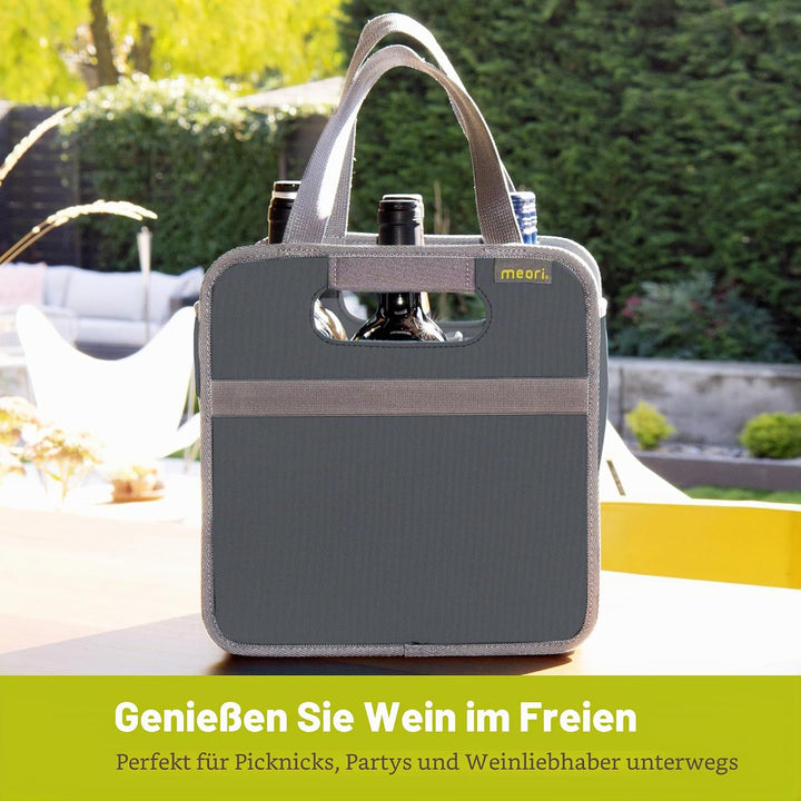 meori Grau faltbarer 6 Flaschen-Granit Flascheneinsatz herausnehmbar-Weinträger Einkaufskorb Transpo