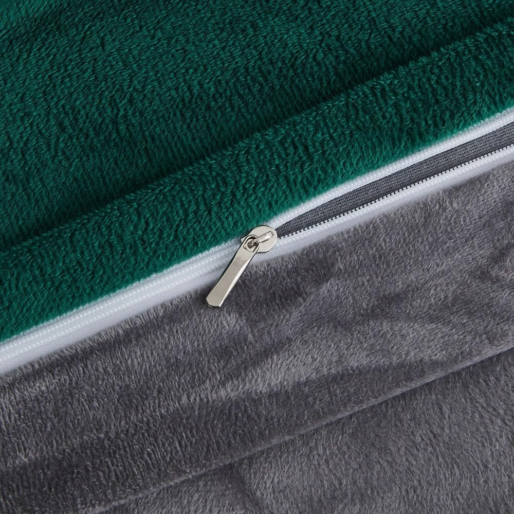 DXHOME Winter Plüsch Bettwäsche 200x220cm Grün Dunkelgrün Grau Fleece Flauschig Winterbettwäsche Mic