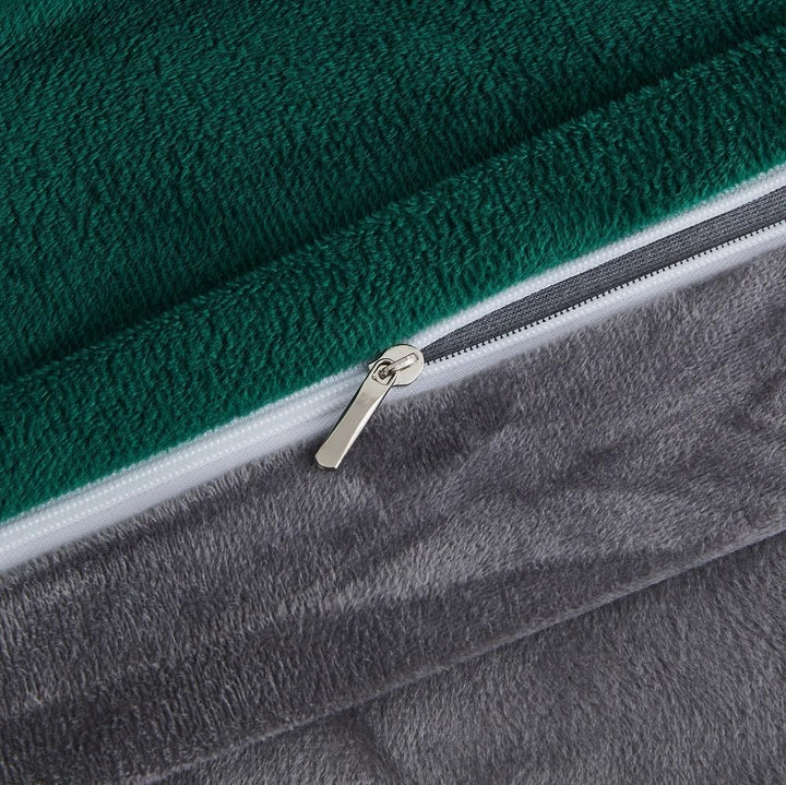 DXHOME Winter Plüsch Bettwäsche 200x220cm Grün Dunkelgrün Grau Fleece Flauschig Winterbettwäsche Mic