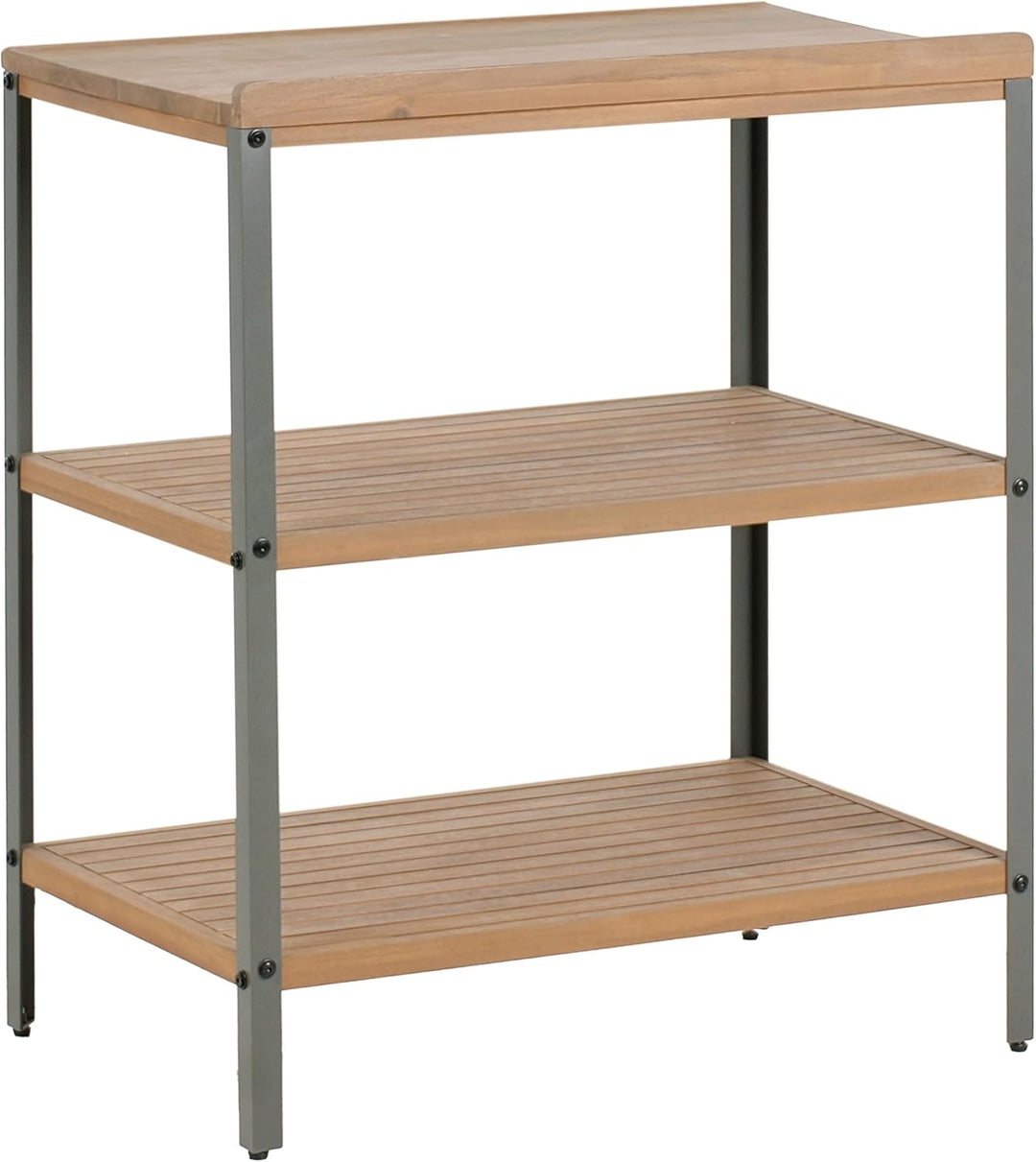 Beliani Outdoor-Kücheninsel zertifiziertes Holz braun breit 50x80 cm mit Regalen Ivrea