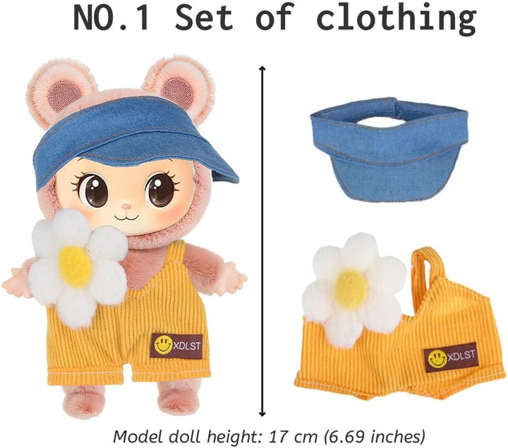 6 Sets Puppenkleidung Outfits Zubehör für 17cm Puppen Inklusive: 4 Hut, 2 Haarpinne, 2 Kleid, 1 Top,