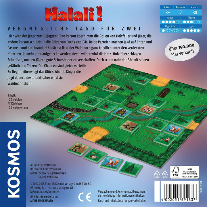 KOSMOS 691837 Halali! - Vergnügliche Jagd für Zwei, Spiel für Zwei Personen, Brettspiel für genau 2